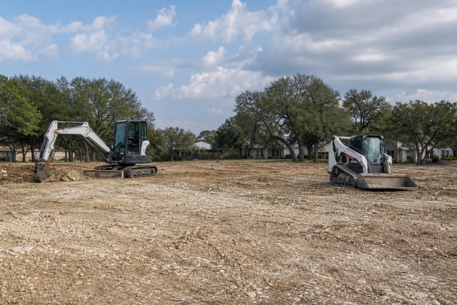 Excavation equipment completing site work in the Temple area