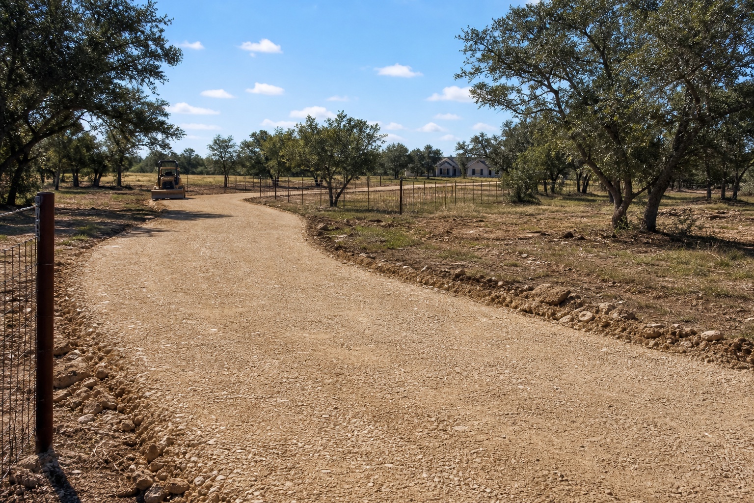 Compacted driveway base prepared for a Temple, Texas property